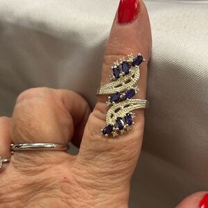 Vintage Swarovski purple Crystal sterling‎ silver ring size 8